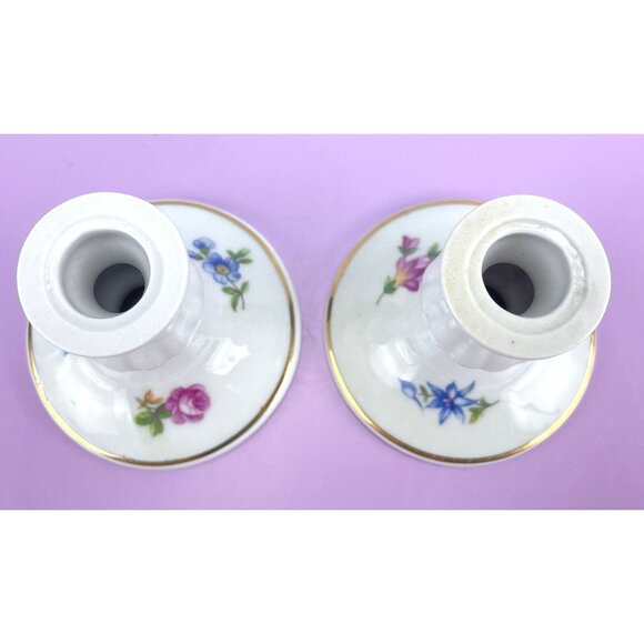 Vintage 80s GDR porcelain mini candle holders, East Germany candlesticks, pair - Picture 8 of 9